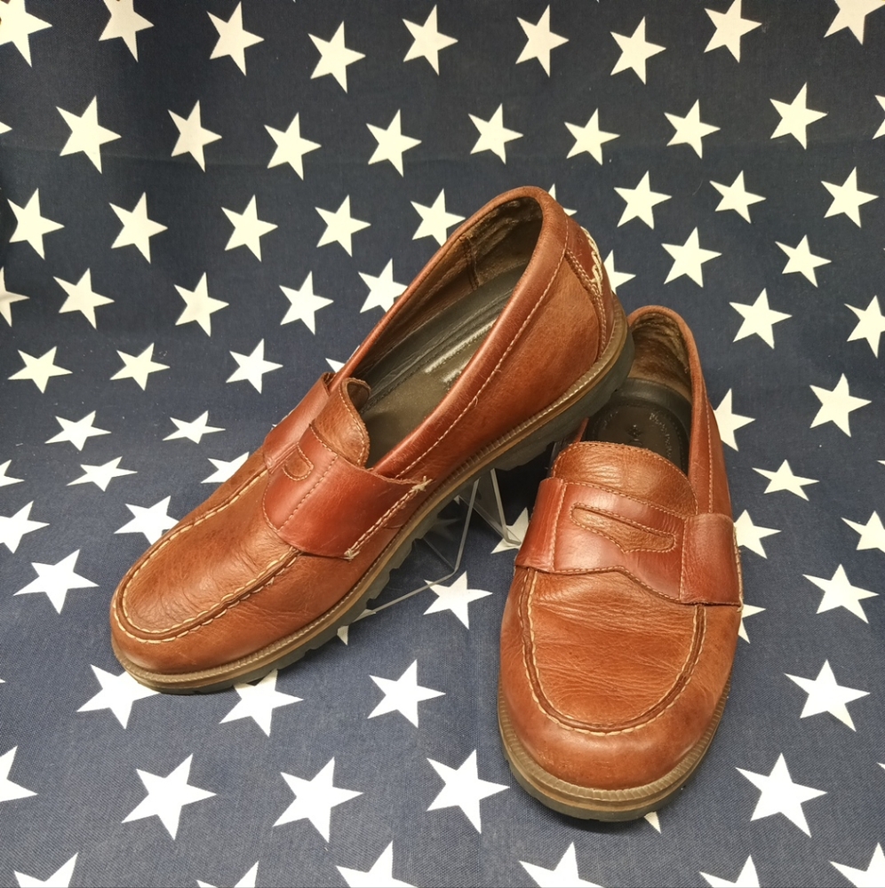 Columbia Summer Lake Mens Brown  Leather Penny Loafers Shoes Sz 10